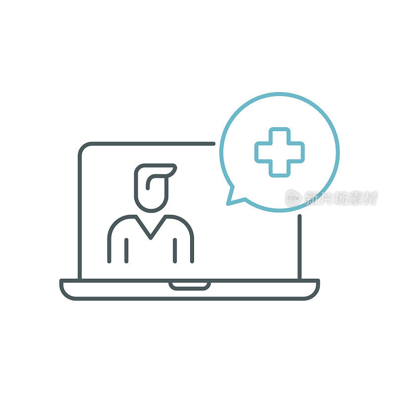 在线医疗服务双色线图标设计与可编辑的笔画。适用于信息图表，网页，移动应用程序，UI, UX和GUI设计。
